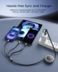 Picture of 5 in 1 Retractable Multi Charging Cable 3.5A Fast USB C Lightning Micro USB Data Transfer Cable for iPhone, Samsung, Huawei, PS4/PS5, Tablet 1.2M