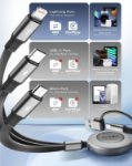Picture of 5 in 1 Retractable Multi Charging Cable 3.5A Fast USB C Lightning Micro USB Data Transfer Cable for iPhone, Samsung, Huawei, PS4/PS5, Tablet 1.2M