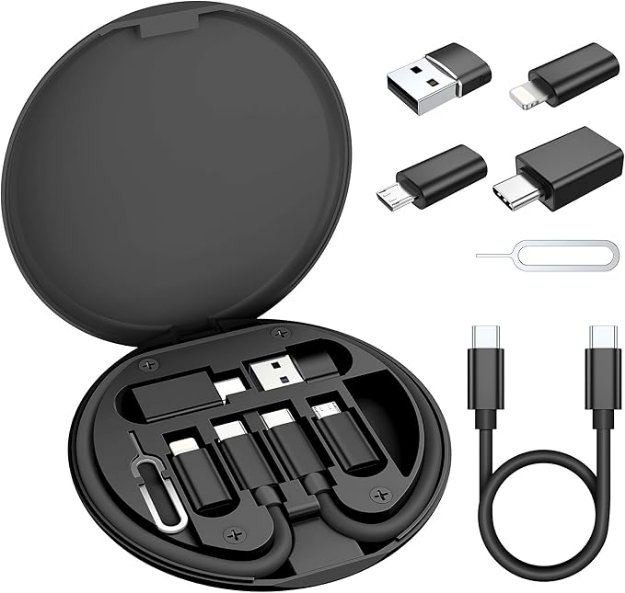 Picture of Multi USB Charger Adapter Kit with 100W USB-C Cable, USB-C to USB 3.0 OTG, Lightning, Micro USB Adapters, Portable Travel Case for iPhone, Samsung, Laptop & Tablets