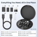 Picture of Multi USB Charger Adapter Kit with 100W USB-C Cable, USB-C to USB 3.0 OTG, Lightning, Micro USB Adapters, Portable Travel Case for iPhone, Samsung, Laptop & Tablets