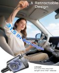 Picture of 4-in-1 Retractable Car Phone Charger 20W Fast Charging USB Adapter with Dual Lightning Cables, USB-C & USB-A Ports, 12V Car Charger for iPhone, Samsung, iPad
