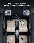 Picture of 4-in-1 Retractable Car Phone Charger 20W Fast Charging USB Adapter with Dual Lightning Cables, USB-C & USB-A Ports, 12V Car Charger for iPhone, Samsung, iPad