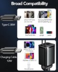 Picture of 69W Retractable Car Charger 4-in-1 Fast USB C Car Adapter with Dual Retractable Cables, USB-A & USB-C Ports for iPhone, Samsung, Pixel