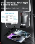 Picture of 69W Retractable Car Charger 4-in-1 Fast USB C Car Adapter with Dual Retractable Cables, USB-A & USB-C Ports for iPhone, Samsung, Pixel