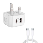 Picture of 20W USB-C PD Fast Charger Plug – Dual Port USB-C & USB-A Wall Adapter for iPhone, Samsung & USB Devices