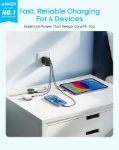 Picture of Anker 50W 4-Port USB-C & USB-A Fast Charger UK Plug – Dual USB-C PD 30W + Dual USB-A Multi Device Wall Charger for iPhone 17/16/15, Samsung Galaxy, iPad & More