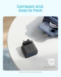 Picture of Anker 50W 4-Port USB-C & USB-A Fast Charger UK Plug – Dual USB-C PD 30W + Dual USB-A Multi Device Wall Charger for iPhone 17/16/15, Samsung Galaxy, iPad & More