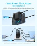 Picture of Anker 50W 4-Port USB-C & USB-A Fast Charger UK Plug – Dual USB-C PD 30W + Dual USB-A Multi Device Wall Charger for iPhone 17/16/15, Samsung Galaxy, iPad & More