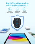 Picture of Anker 50W 4-Port USB-C & USB-A Fast Charger UK Plug – Dual USB-C PD 30W + Dual USB-A Multi Device Wall Charger for iPhone 17/16/15, Samsung Galaxy, iPad & More