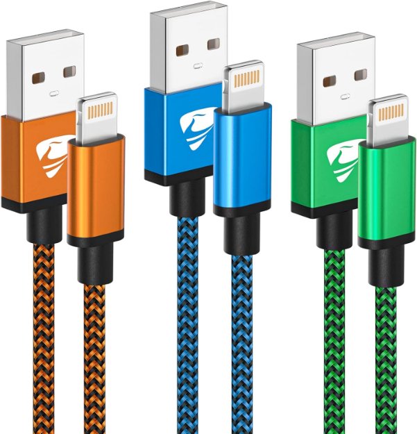 Picture of 3Pack 2M iPhone Charger Cable, Long iPhone Charging Cable MFi Certified Lightning Cable Fast Charging Cord Braided i Phone Charger Lead USB Cord for Phone 14 13 12 11 Pro Max XS XR 8 7 6 SE, iPad