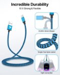Picture of 3Pack 2M iPhone Charger Cable, Long iPhone Charging Cable MFi Certified Lightning Cable Fast Charging Cord Braided i Phone Charger Lead USB Cord for Phone 14 13 12 11 Pro Max XS XR 8 7 6 SE, iPad