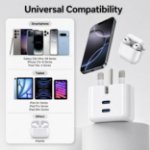 Picture of 45W USB C Charger For Samsung Galaxy Z Flip 7 6 5 4 3 /Z Fold 7 6 5 4 3 /A34 5g/A54 5g/S23/S23 Plus/S23 Ultra/Tab S9 FE/S9 FE Plus/S9 Ultra/S22/S21 Fe Charger Plug, Dual USB C Port GaN Charger Adapter