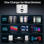 Picture of 20W Dual Port USB C Charger Plug for iPhone 17e/17/17 Pro/17 Pro Max/17 Air, 16/16e/16 Pro/16 Plus, 15/15 Pro/Pro Max – PD + USB A Fast Charging UK 3 Pin Foldable Wall Adapter (WHITE)