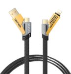 Picture of VEN-DENS 4 in 1 Multi Charger Cable | 65W Fast Charging Multi-Port Cable | USB A/C to Lightning & USB C | 120CM Nylon Braided Compatible with iPhone 16/15/14/13/12 Pro Max, MacBook Samsung Galaxy