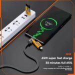 Picture of VEN-DENS 4 in 1 Multi Charger Cable | 65W Fast Charging Multi-Port Cable | USB A/C to Lightning & USB C | 120CM Nylon Braided Compatible with iPhone 16/15/14/13/12 Pro Max, MacBook Samsung Galaxy