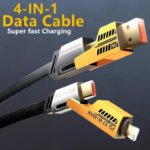 Picture of VEN-DENS 4 in 1 Multi Charger Cable | 65W Fast Charging Multi-Port Cable | USB A/C to Lightning & USB C | 120CM Nylon Braided Compatible with iPhone 16/15/14/13/12 Pro Max, MacBook Samsung Galaxy