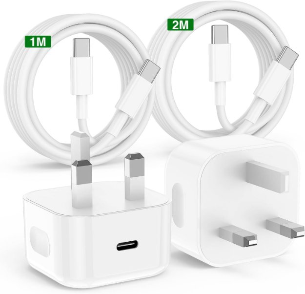 Picture of 2Pack iPhone 17 16 15 Pro Max Fast Charger,[Apple MFi Certified] 20W PD USB C Plug UK with 2M+1M USB C to C Charging Cable for iPhone 17 Pro/16 Pro Max/15/16/15 Pro/16 Plus/16e,iPad Pro/Air/Mini