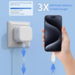 Picture of 2Pack iPhone 17 16 15 Pro Max Fast Charger,[Apple MFi Certified] 20W PD USB C Plug UK with 2M+1M USB C to C Charging Cable for iPhone 17 Pro/16 Pro Max/15/16/15 Pro/16 Plus/16e,iPad Pro/Air/Mini