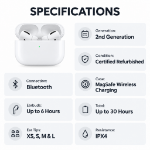 Picture of Refurbished AirPods Pro 2nd Generation – Certified Refurbished Wireless Earbuds with Active Noise Cancellation & Wireless Charging Case